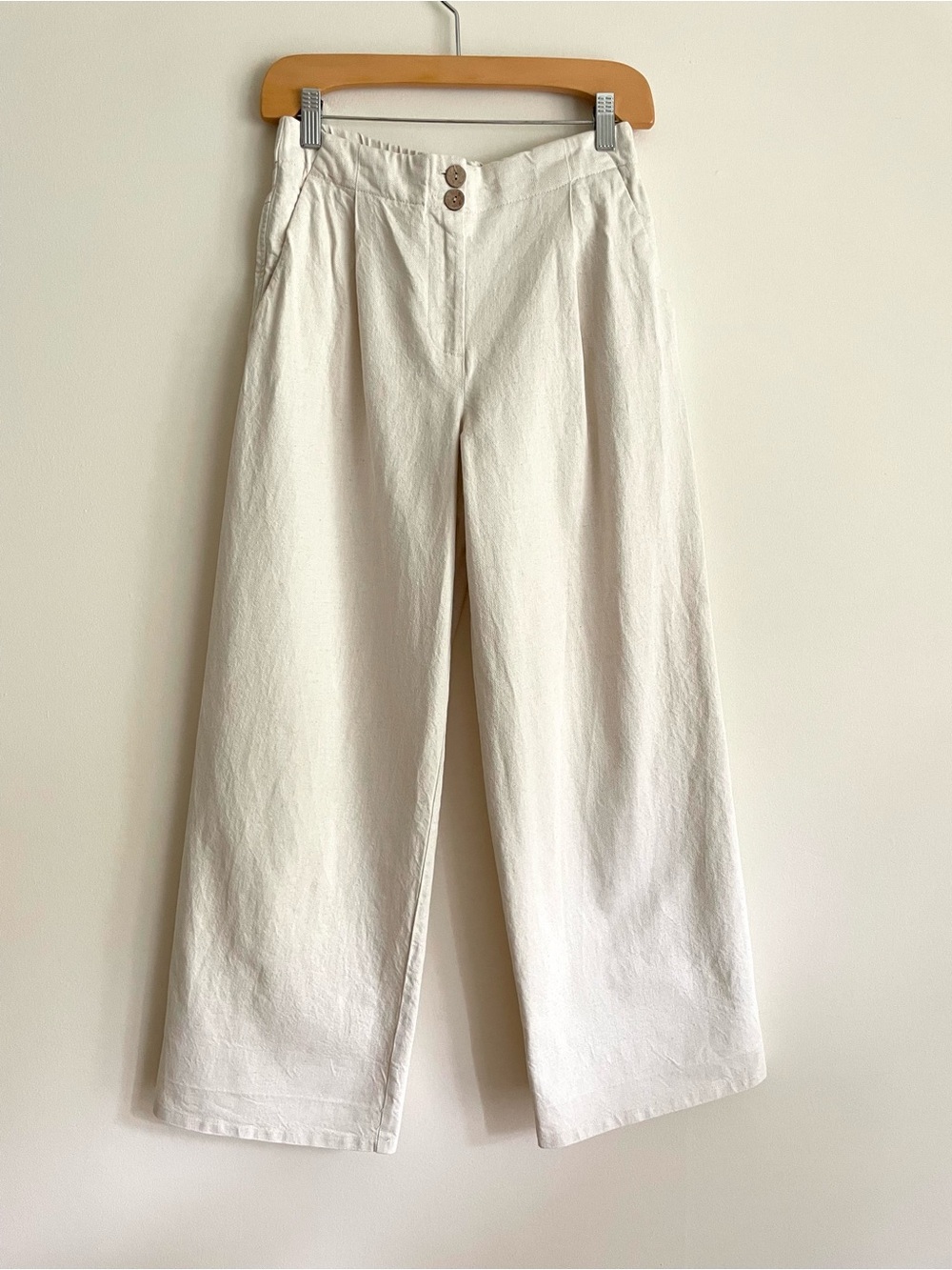 ZARA Cotton Linen High Rise Wide Leg Pant Beige (Altered)